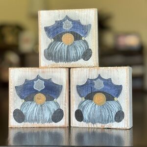 Police Gnome Wooden Block